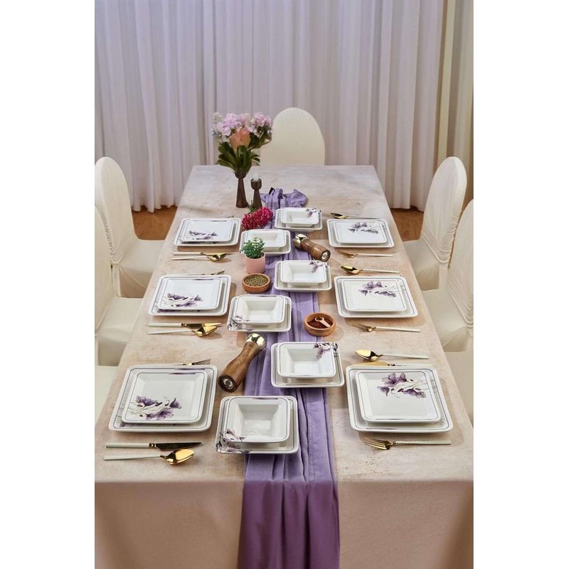Casa si Gradina - Bucatarie si vesela - Vesela si tacamuri - Vesela pentru servire - Set veselă (24 bucăți) Hermia, ceramică, alb și mov, 759NRE1102 - Infinity.ro