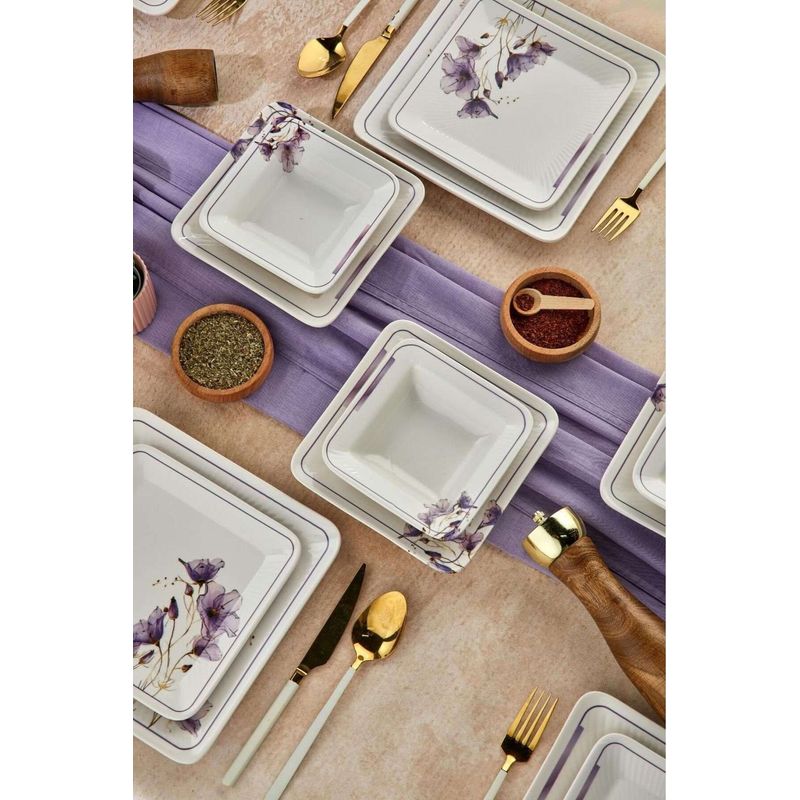 Casa si Gradina - Bucatarie si vesela - Vesela si tacamuri - Vesela pentru servire - Set veselă (24 bucăți) Hermia, ceramică, alb și mov, 759NRE1102 - Infinity.ro