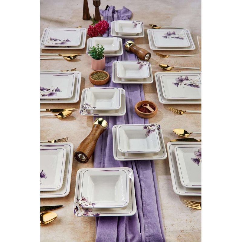 Casa si Gradina - Bucatarie si vesela - Vesela si tacamuri - Vesela pentru servire - Set veselă (24 bucăți) Hermia, ceramică, alb și mov, 759NRE1102 - Infinity.ro