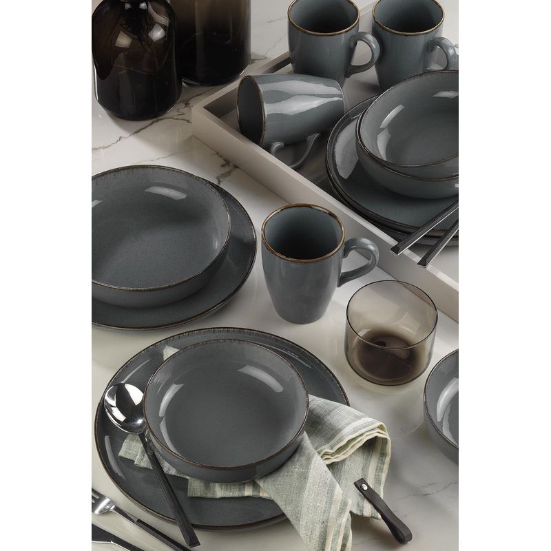 Casa si Gradina - Bucatarie si vesela - Vesela si tacamuri - Vesela pentru servire - Set veselă (16 bucăți) Hermia, porțelan, gri, 710KTP3407 - Infinity.ro