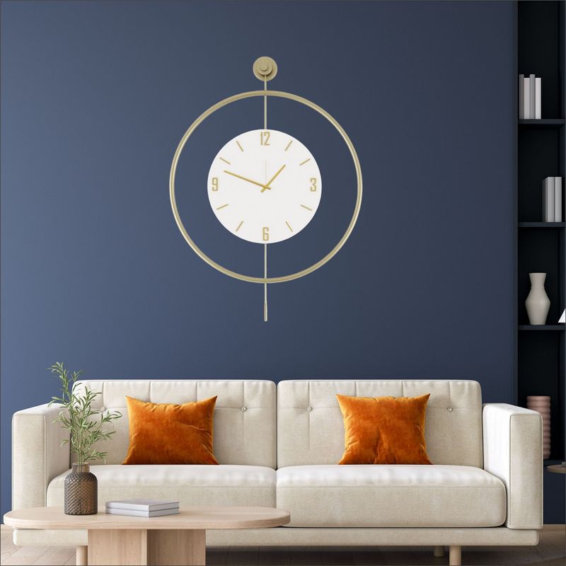 Casa si Gradina - Decoratiuni - Ceasuri - Ceas decorativ metal Wallxpert, metal, 58 x 7 x 80 cm, auriu, 779TCM1111 - Infinity.ro
