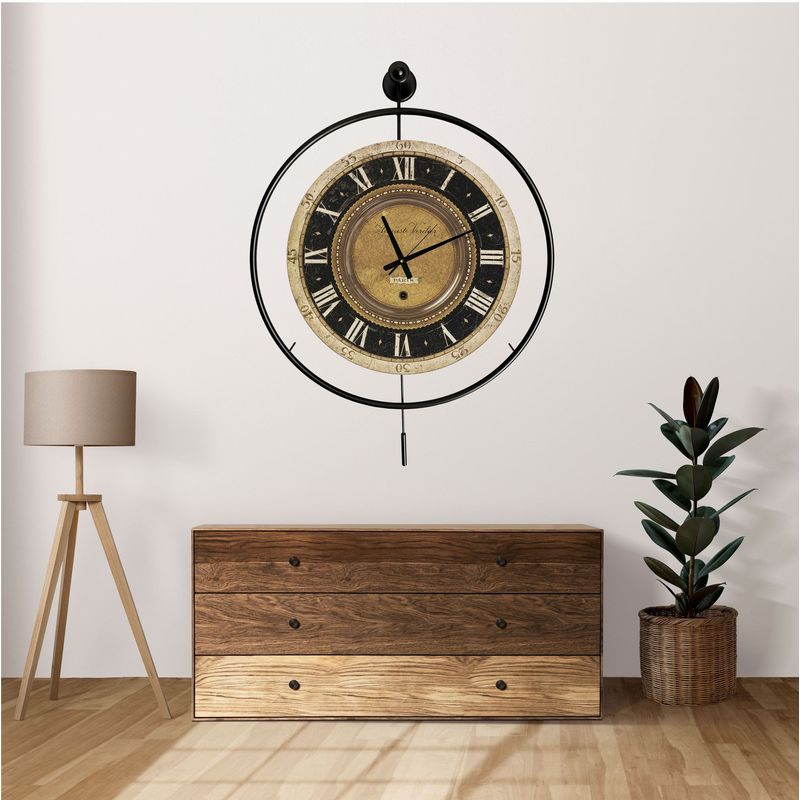 Casa si Gradina - Decoratiuni - Ceasuri - Ceas decorativ metal Wallxpert, metal, 58 x 7 x 80 cm, negru, 779TCM1127 - Infinity.ro
