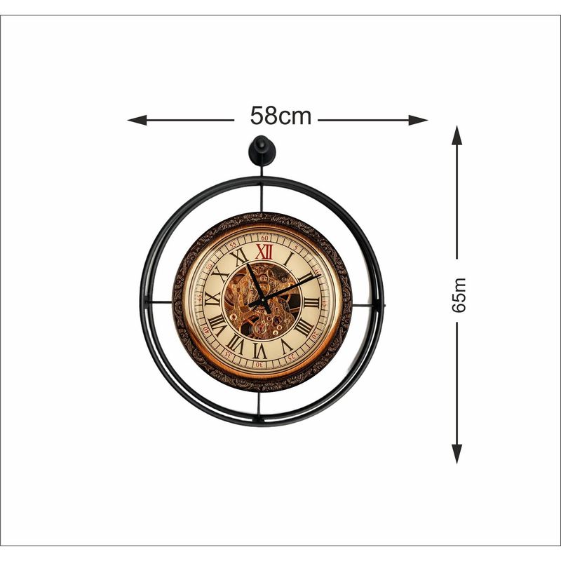 Casa si Gradina - Decoratiuni - Ceasuri - Ceas decorativ metal Wallxpert, metal, 58 x 7 x 65 cm, negru, 779TCM1128 - Infinity.ro