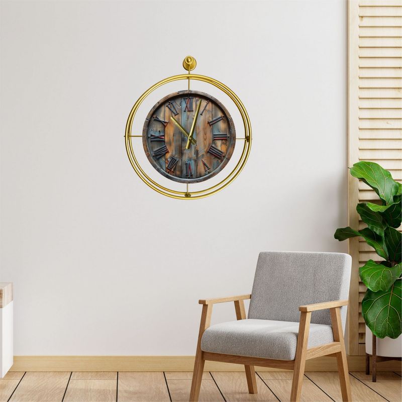 Casa si Gradina - Decoratiuni - Ceasuri - Ceas decorativ metal Wallxpert, metal, 58 x 7 x 65 cm, auriu, 779TCM1124 - Infinity.ro