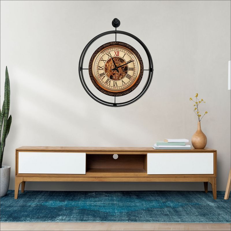 Casa si Gradina - Decoratiuni - Ceasuri - Ceas decorativ metal Wallxpert, metal, 58 x 7 x 65 cm, negru, 779TCM1128 - Infinity.ro