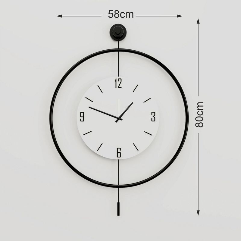 Casa si Gradina - Decoratiuni - Ceasuri - Ceas decorativ metal Wallxpert, metal, 58 x 7 x 80 cm, negru, 779TCM1112 - Infinity.ro