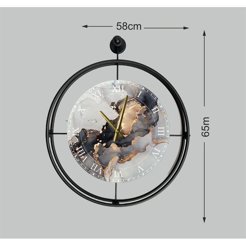 Casa si Gradina - Decoratiuni - Ceasuri - Ceas decorativ metal Wallxpert, metal, 58 x 7 x 65 cm, negru, 779TCM1122 - Infinity.ro