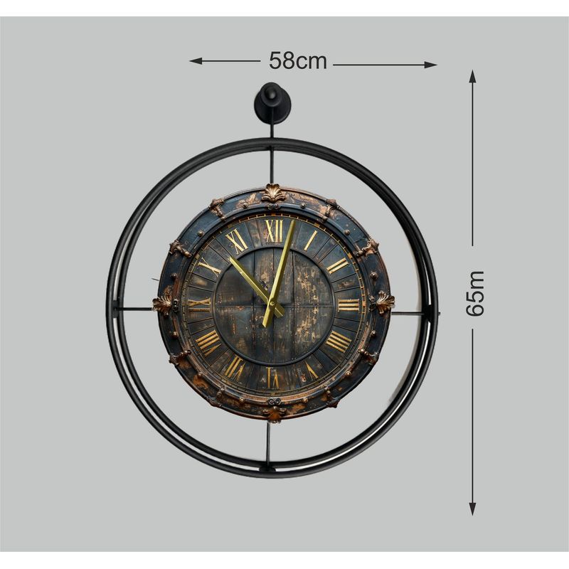 Casa si Gradina - Decoratiuni - Ceasuri - Ceas decorativ metal Wallxpert, metal, 58 x 7 x 65 cm, negru, 779TCM1121 - Infinity.ro