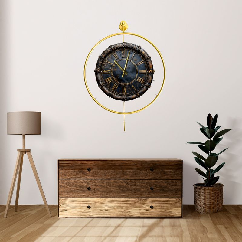 Casa si Gradina - Decoratiuni - Ceasuri - Ceas decorativ metal Wallxpert, metal, 58 x 7 x 80 cm, auriu, 779TCM1129 - Infinity.ro