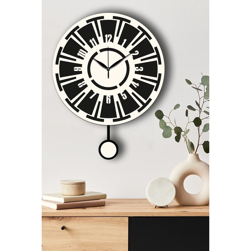 Casa si Gradina - Decoratiuni - Ceasuri - Ceas decorativ perete Wallxpert, MDF, 39 x 50 cm, crem/negru, 332CDC1131 - Infinity.ro
