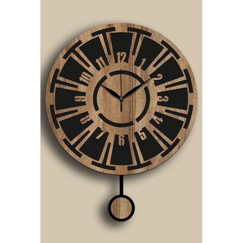 Casa si Gradina - Decoratiuni - Ceasuri - Ceas decorativ perete Wallxpert, MDF, 39 x 50 cm, nuc/negru, 332CDC1132 - Infinity.ro