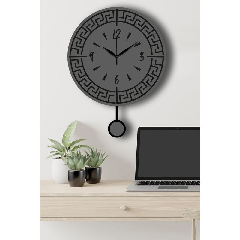 Casa si Gradina - Decoratiuni - Ceasuri - Ceas decorativ perete Wallxpert, MDF, 39 x 50 cm, antracit, 332CDC1124 - Infinity.ro