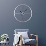 Casa si Gradina - Decoratiuni - Ceasuri - Ceas decorativ metal Wallxpert, oțel, 66 x 66 cm, argintiu, 705RGL1202 - Infinity.ro