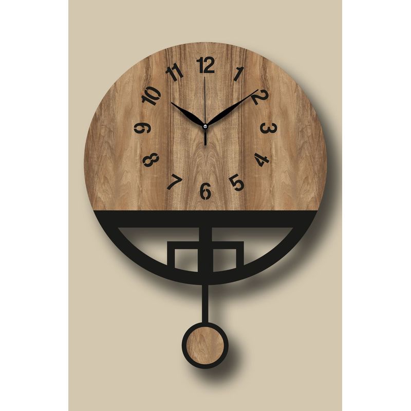 Casa si Gradina - Decoratiuni - Ceasuri - Ceas decorativ perete Wallxpert, MDF, 39 x 50 cm, nuc/negru, 332CDC1119 - Infinity.ro