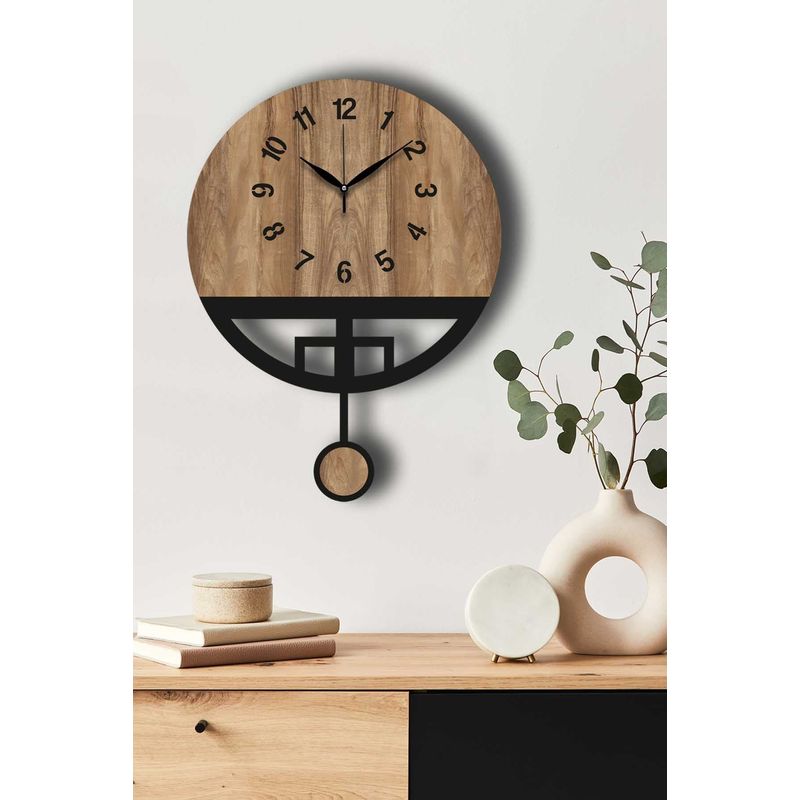 Casa si Gradina - Decoratiuni - Ceasuri - Ceas decorativ perete Wallxpert, MDF, 39 x 50 cm, nuc/negru, 332CDC1119 - Infinity.ro