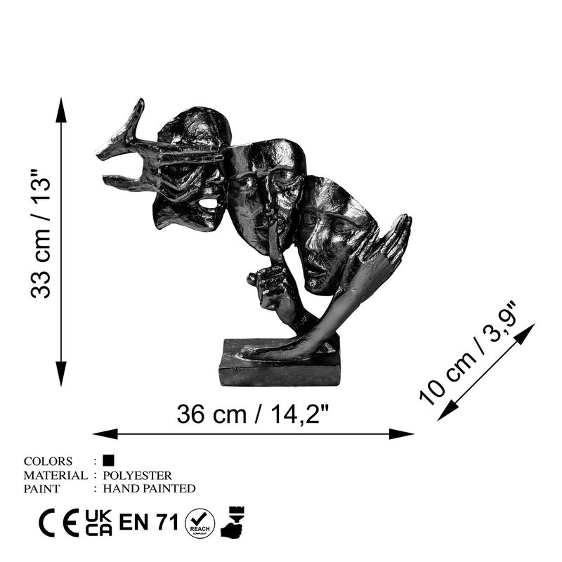 Casa si Gradina - Decoratiuni - Obiecte decorative - Accesorii decorative - Obiect decorativ Aberto Design, 100% poliester, 36 x 10 x 33 cm, negru, 565TNL1339 - Infinity.ro