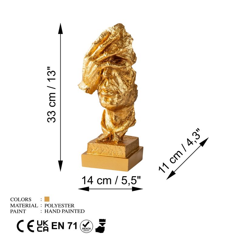 Casa si Gradina - Decoratiuni - Obiecte decorative - Accesorii decorative - Obiect decorativ Aberto Design, 100% poliester, 14 x 11 x 33 cm, auriu, 565TNL1328 - Infinity.ro