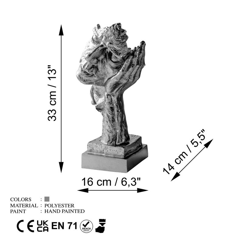 Casa si Gradina - Decoratiuni - Obiecte decorative - Accesorii decorative - Obiect decorativ Aberto Design, 100% poliester, 16 x 14 x 33 cm, argintiu, 565TNL1322 - Infinity.ro
