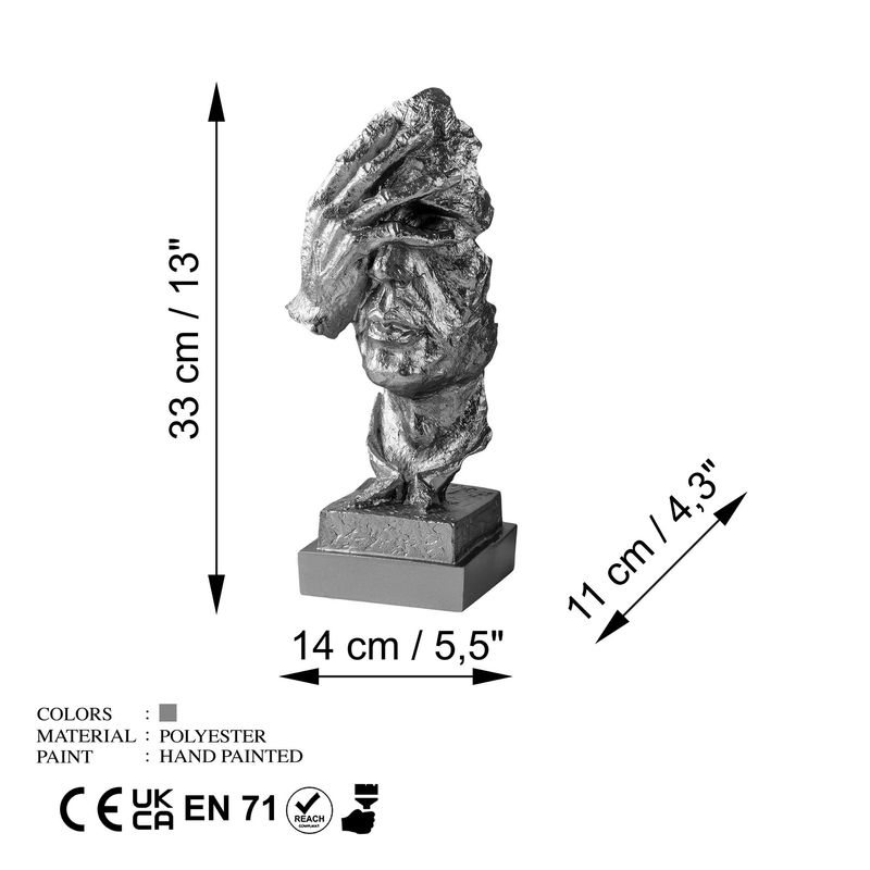 Casa si Gradina - Decoratiuni - Obiecte decorative - Accesorii decorative - Obiect decorativ Aberto Design, 100% poliester, 14 x 11 x 33 cm, argintiu, 565TNL1330 - Infinity.ro
