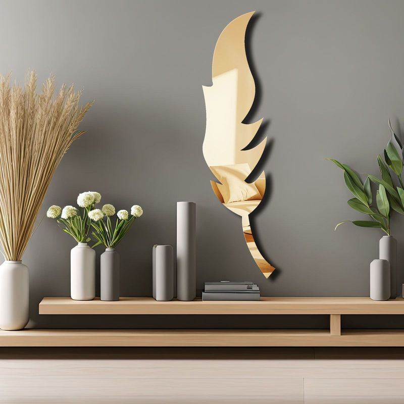 Casa si Gradina - Decoratiuni - Oglinzi - Oglindă decorativă Wallxpert, sticlă, 18 x 65 cm, auriu, 587MRX1139 - Infinity.ro