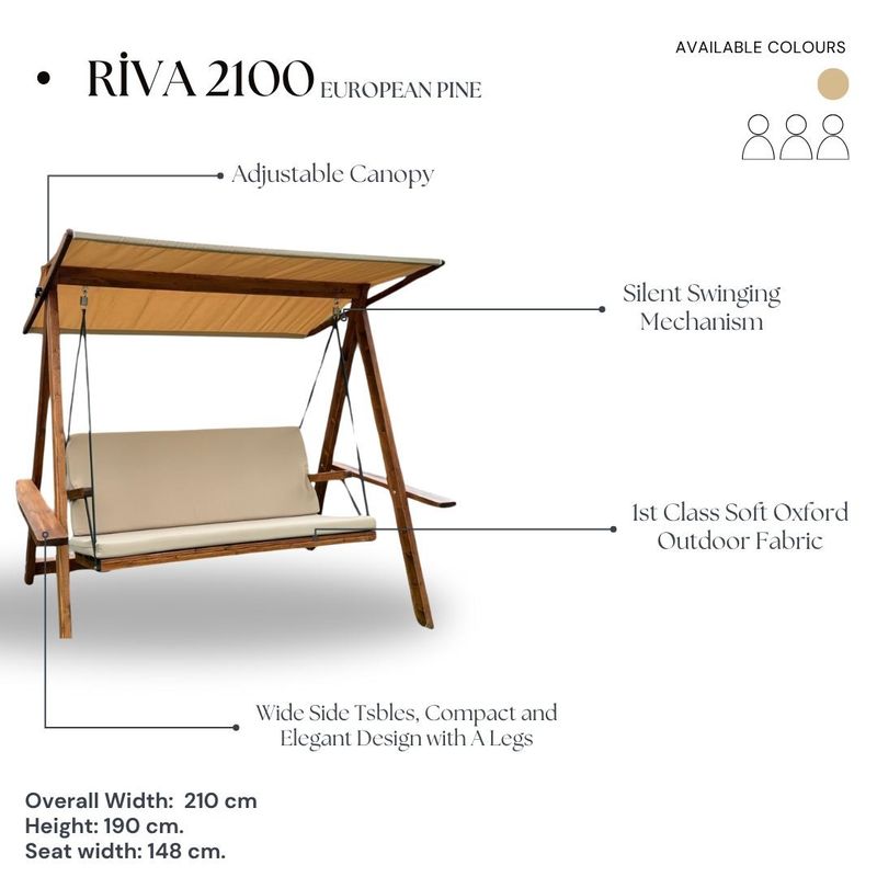 Casa si Gradina - Gradina si terasa - Balansoare si hamace - Balansoare - Balansoar triplu grădină Hanah Home, metal, 210 x 120 x 190 cm, camel, 675SWG1131 - Infinity.ro