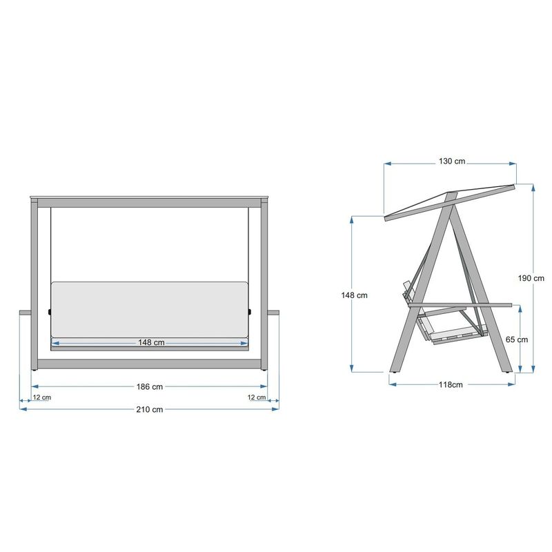 Casa si Gradina - Gradina si terasa - Balansoare si hamace - Balansoare - Balansoar triplu grădină Hanah Home, metal, 210 x 120 x 190 cm, camel, 675SWG1131 - Infinity.ro