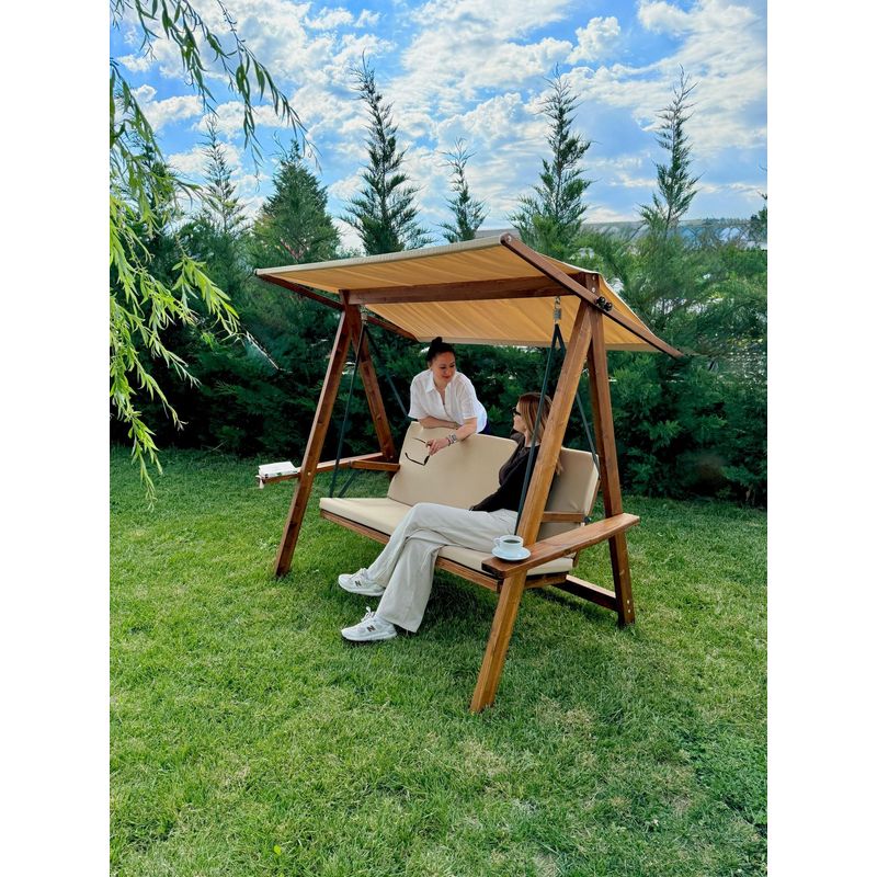 Casa si Gradina - Gradina si terasa - Balansoare si hamace - Balansoare - Balansoar triplu grădină Hanah Home, metal, 210 x 120 x 190 cm, camel, 675SWG1131 - Infinity.ro
