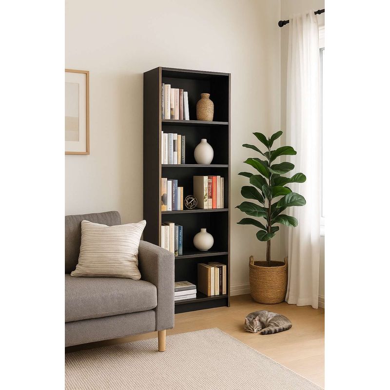 Casa si Gradina - Mobilier - Biblioteci si rafturi - Biblioteci - Bibliotecă Hanah Home, PAL melaminat, 64 x 26 x 182 cm, antracit, 479ADR1321 - Infinity.ro