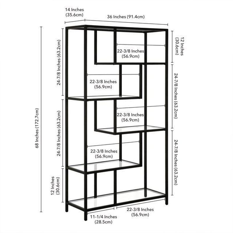 Casa si Gradina - Mobilier - Biblioteci si rafturi - Biblioteci - Bibliotecă Hanah Home, metal, 90 x 30 x 172 cm, negru/transparent, sticlă, 540MDR1304 - Infinity.ro