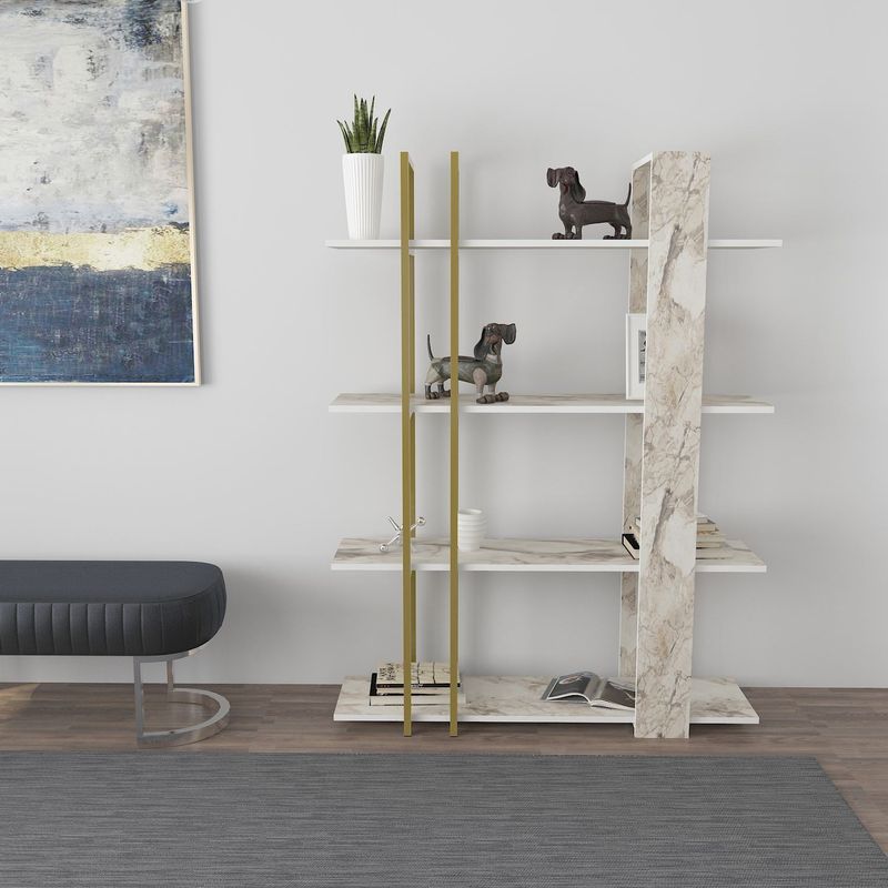 Casa si Gradina - Mobilier - Biblioteci si rafturi - Biblioteci - Bibliotecă Hanah Home, PAL melaminat, 120 x 31 x 160 cm, ephesus/auriu, 875ZNA3668 - Infinity.ro