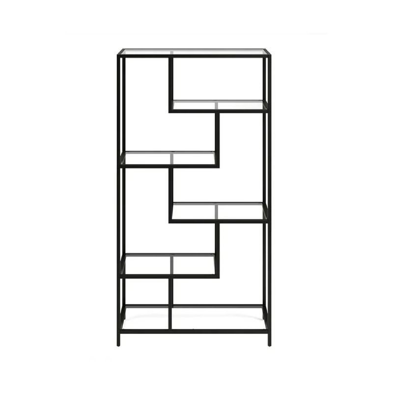 Casa si Gradina - Mobilier - Biblioteci si rafturi - Biblioteci - Bibliotecă Hanah Home, metal, 90 x 30 x 172 cm, negru/transparent, sticlă, 540MDR1304 - Infinity.ro