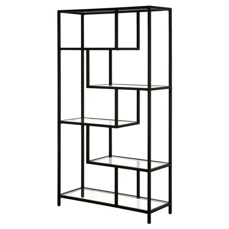 Casa si Gradina - Mobilier - Biblioteci si rafturi - Biblioteci - Bibliotecă Hanah Home, metal, 90 x 30 x 172 cm, negru/transparent, sticlă, 540MDR1304 - Infinity.ro