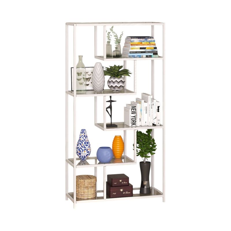 Casa si Gradina - Mobilier - Biblioteci si rafturi - Biblioteci - Bibliotecă Hanah Home, metal, 90 x 30 x 172 cm, alb/transparent, sticlă, 540MDR1305 - Infinity.ro