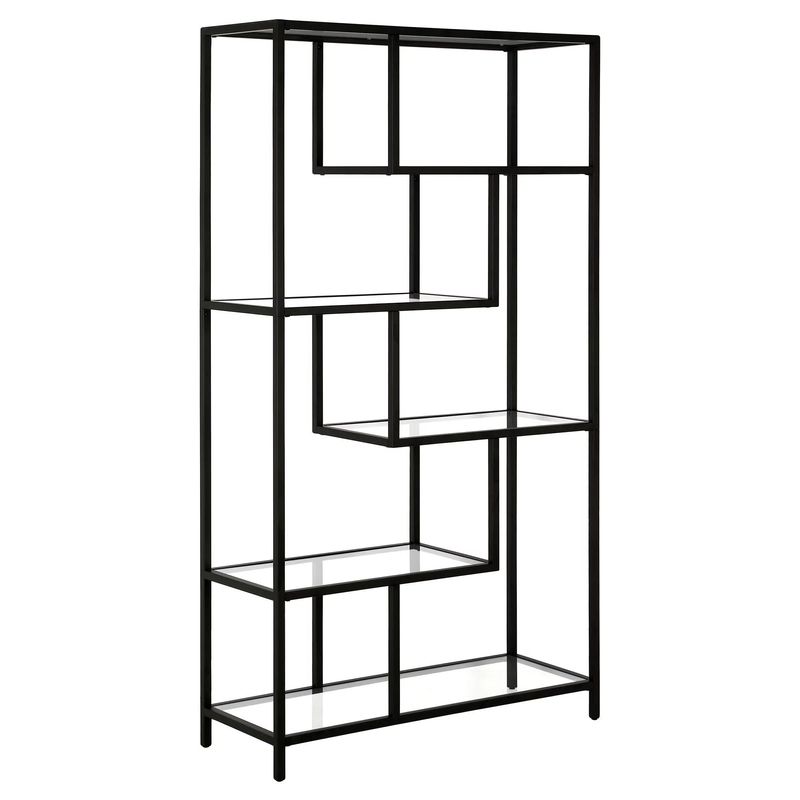 Casa si Gradina - Mobilier - Biblioteci si rafturi - Biblioteci - Bibliotecă Hanah Home, metal, 90 x 30 x 172 cm, negru/transparent, sticlă, 540MDR1304 - Infinity.ro