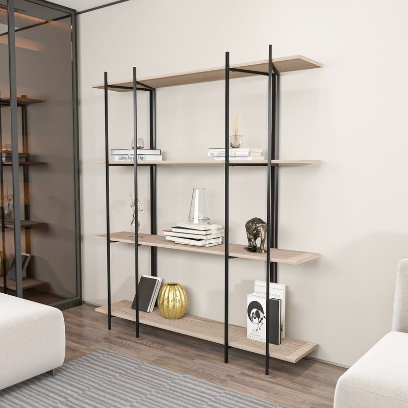Casa si Gradina - Mobilier - Biblioteci si rafturi - Biblioteci - Bibliotecă Hanah Home, PAL melaminat, 160 x 29.6 x 180 cm, stejar/negru, 875ZNA4548 - Infinity.ro