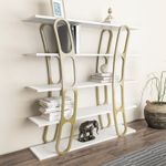 Casa si Gradina - Mobilier - Biblioteci si rafturi - Biblioteci - Bibliotecă Hanah Home, PAL melaminat, 120 x 25 x 120 cm, alb/auriu, 875ZNA4503 - Infinity.ro