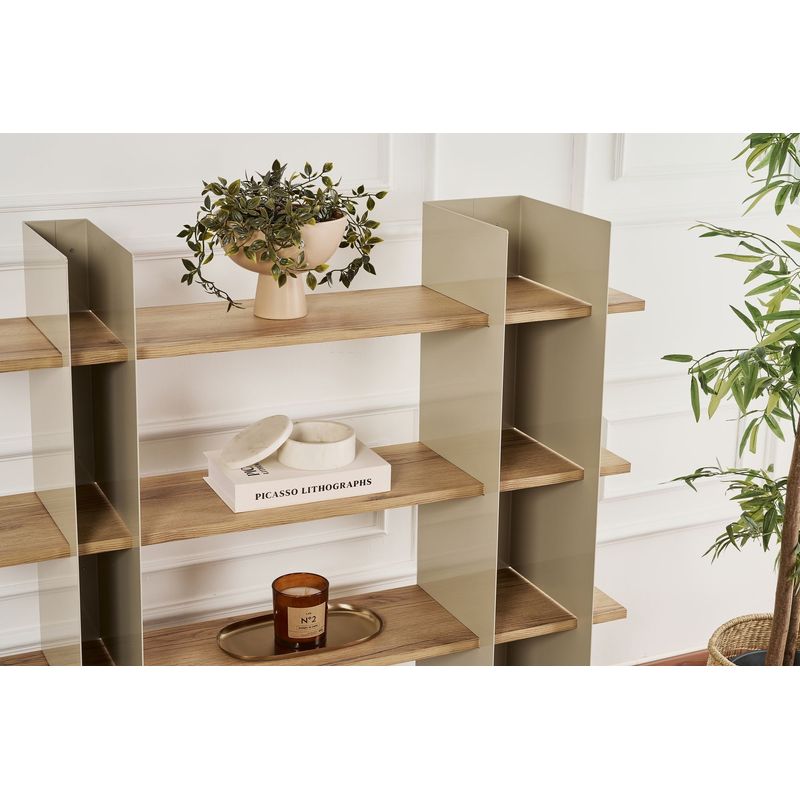 Casa si Gradina - Mobilier - Biblioteci si rafturi - Biblioteci - Bibliotecă Hanah Home, MDF, 120 x 31 x 120 cm, taupe, 491CRT1379 - Infinity.ro
