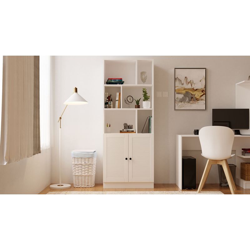 Casa si Gradina - Mobilier - Biblioteci si rafturi - Biblioteci - Bibliotecă Hanah Home, PAL melaminat, 70 x 33 x 180 cm, alb mat, 167RAB1707 - Infinity.ro