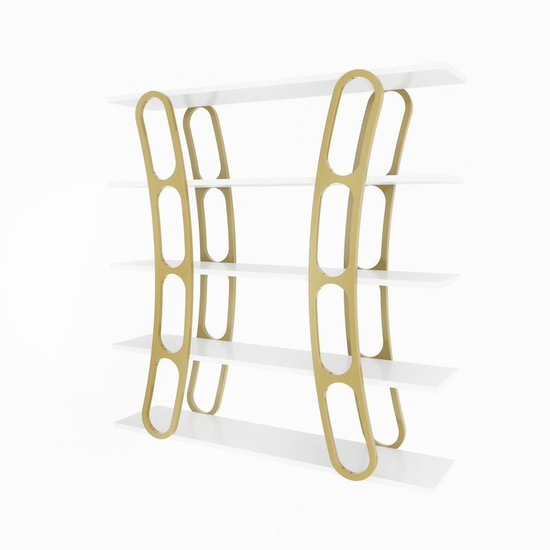 Casa si Gradina - Mobilier - Biblioteci si rafturi - Biblioteci - Bibliotecă Hanah Home, PAL melaminat, 120 x 25 x 120 cm, alb/auriu, 875ZNA4503 - Infinity.ro