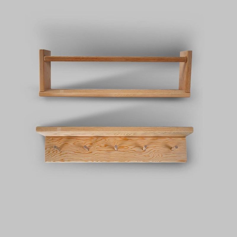 Casa si Gradina - Mobilier - Biblioteci si rafturi - Rafturi - Raft perete Hanah Home, 100% lemn masiv de pin, 50 x 8 x 15 cm, stejar, set 2 piese, 160RSW1116 - Infinity.ro