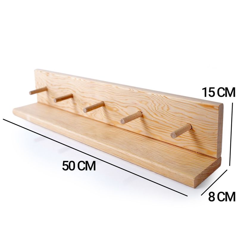 Casa si Gradina - Mobilier - Biblioteci si rafturi - Rafturi - Raft perete Hanah Home, 100% lemn masiv de pin, 50 x 8 x 15 cm, stejar, set 2 piese, 160RSW1116 - Infinity.ro