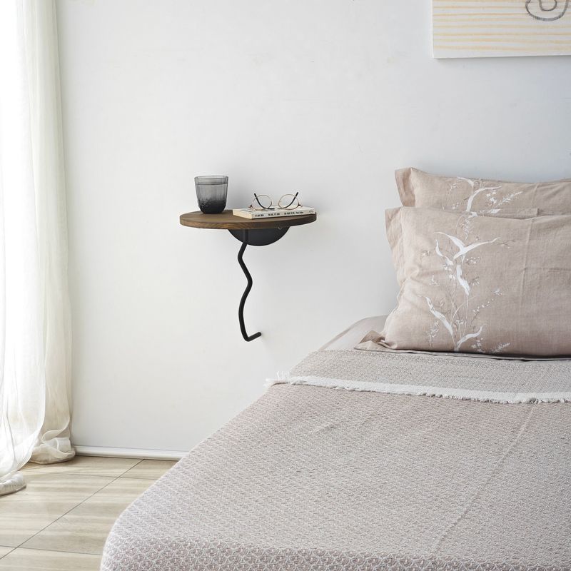 Casa si Gradina - Mobilier - Biblioteci si rafturi - Rafturi - Raft perete Hanah Home, 100% lemn masiv de pin, 35 x 35 cm, negru/nuc, 552NOS2451 - Infinity.ro