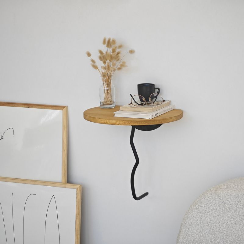 Casa si Gradina - Mobilier - Biblioteci si rafturi - Rafturi - Raft perete Hanah Home, 100% lemn masiv de pin, 35 x 35 cm, negru/stejar, 552NOS2453 - Infinity.ro