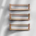 Casa si Gradina - Mobilier - Biblioteci si rafturi - Rafturi - Raft perete Hanah Home, 100% lemn masiv de pin, 50 x 8 x 15 cm, stejar, set 3 piese, 160RSW1115 - Infinity.ro