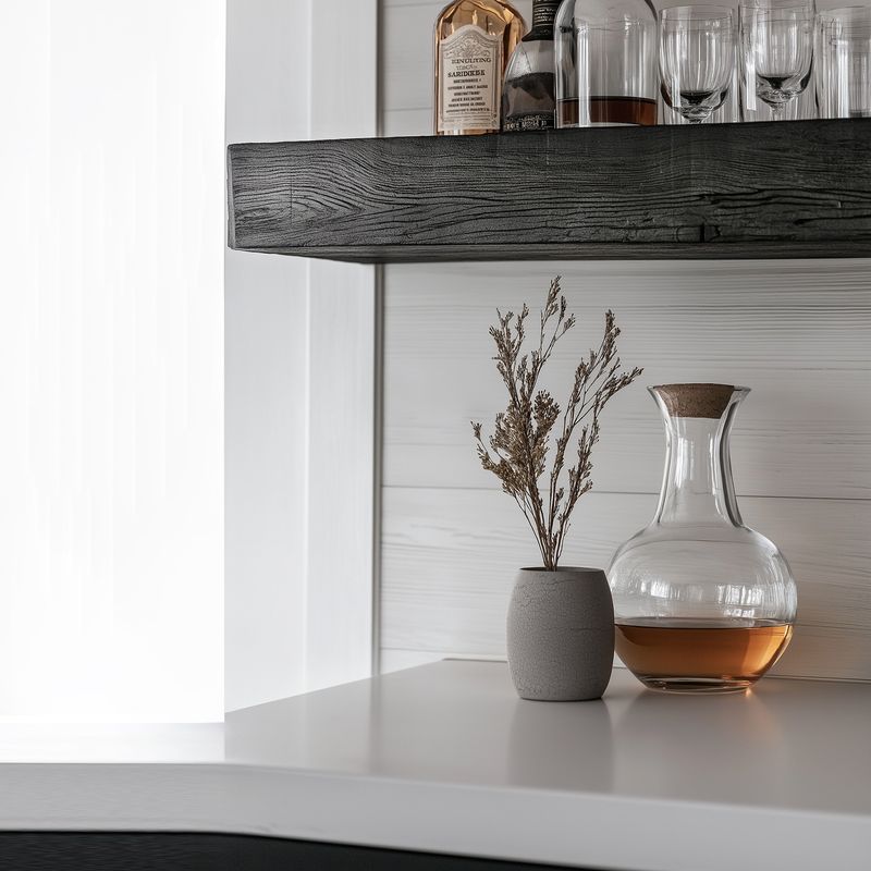 Casa si Gradina - Mobilier - Biblioteci si rafturi - Rafturi - Raft decorativ lemn Hanah Home, lemn masiv, 13 x 11 x 60 cm, negru, set 2 piese, 792EVL2931 - Infinity.ro