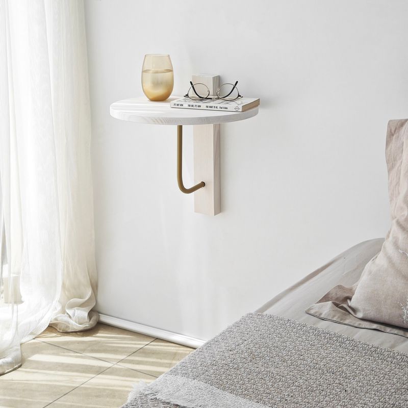Casa si Gradina - Mobilier - Biblioteci si rafturi - Rafturi - Raft perete Hanah Home, 100% lemn masiv de pin, 35 x 35 cm, auriu/alb, 552NOS2454 - Infinity.ro
