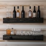Casa si Gradina - Mobilier - Biblioteci si rafturi - Rafturi - Raft decorativ lemn Hanah Home, lemn masiv, 13 x 11 x 60 cm, negru, set 2 piese, 792EVL2931 - Infinity.ro