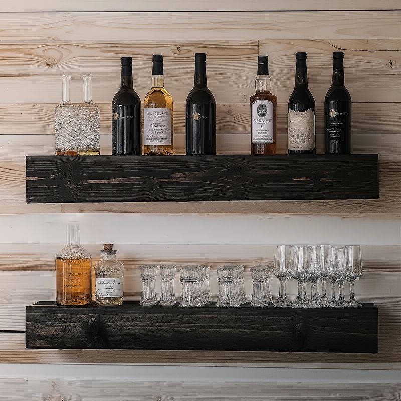 Casa si Gradina - Mobilier - Biblioteci si rafturi - Rafturi - Raft decorativ lemn Hanah Home, lemn masiv, 13 x 11 x 60 cm, negru, set 2 piese, 792EVL2931 - Infinity.ro