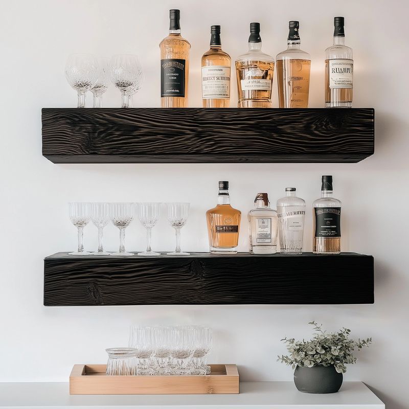 Casa si Gradina - Mobilier - Biblioteci si rafturi - Rafturi - Raft decorativ lemn Hanah Home, lemn masiv, 13 x 11 x 60 cm, negru, set 2 piese, 792EVL2931 - Infinity.ro