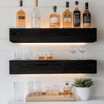 Casa si Gradina - Mobilier - Biblioteci si rafturi - Rafturi - Raft decorativ lemn Hanah Home, lemn masiv, 13 x 11 x 60 cm, negru, set 2 piese, 792EVL2931 - Infinity.ro